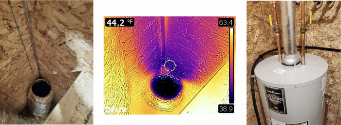 Air-sealing water heater penetrations